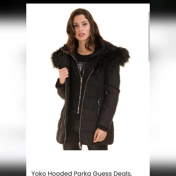 **ISO**Wanted* GUESS Yoko puffer coat with sweetheart faux fur shorter inner li… - Picture 2 of 14